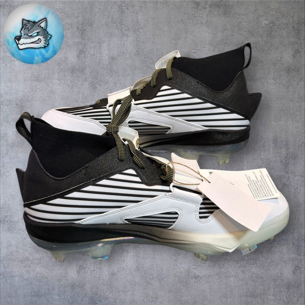 adidas Adizero Edge+ Cleats 'Core Black/Gold Metallic JQ7464 Men's Size 9.5 - Picture 3 of 5